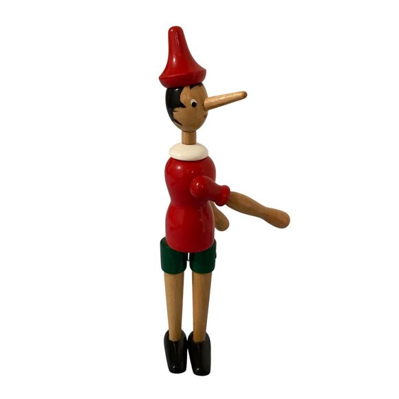 Vintage Wood Pinocchio Posable Jointed Doll Figure Made Italy 12" - Picture 3 of 4